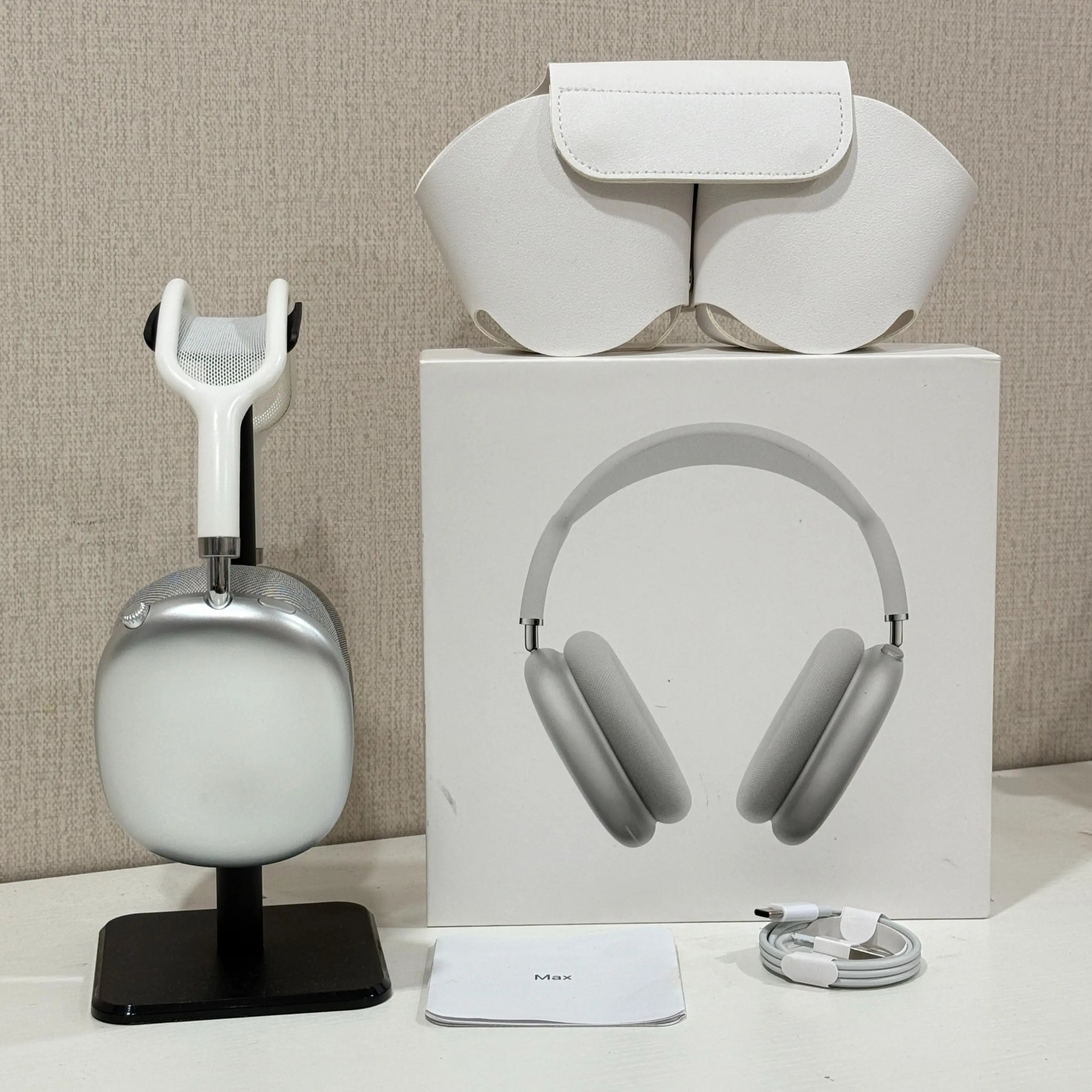 Premium MAXPRO5 Over-Ear Bluetooth Headphones with Magnetic Detachable Ear Cups, Luxurious Comfort Fit, Hi-Fi Audio Quality, Noise Isolation, Complete Kit with Protective Leather Case and Type-C Charging Cable, Stylish Headset for Travel and Vlogging