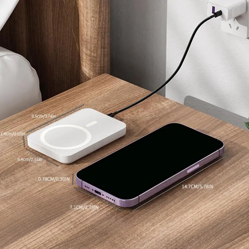 5000mAh Magnetic Wireless Power Bank for iPhone 12-17 Series, Portable Charger Compatible with MagSafe Cases, Ideal for Back to School