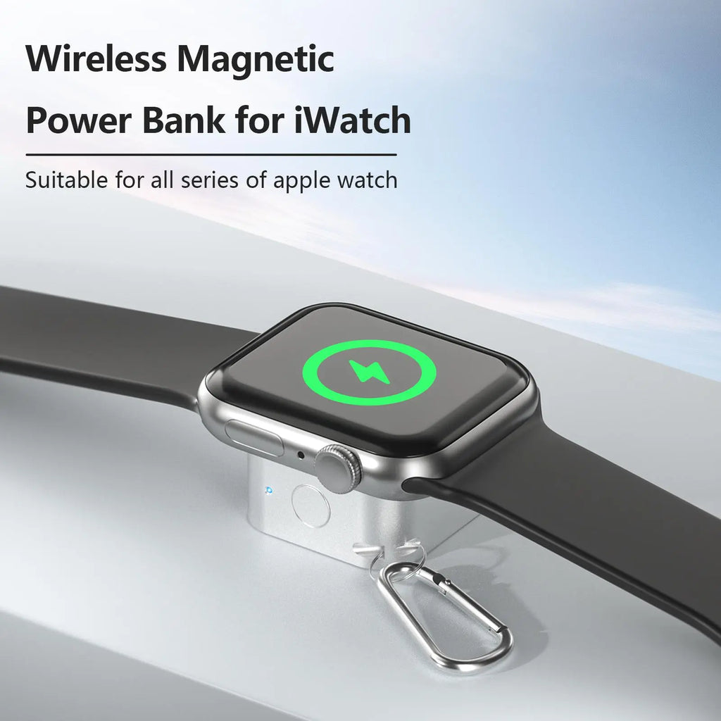 Wireless Charging Power Bank for Apple Watch - Compact Portable Design with 2.5W Quick Charge and Travel-Friendly Features