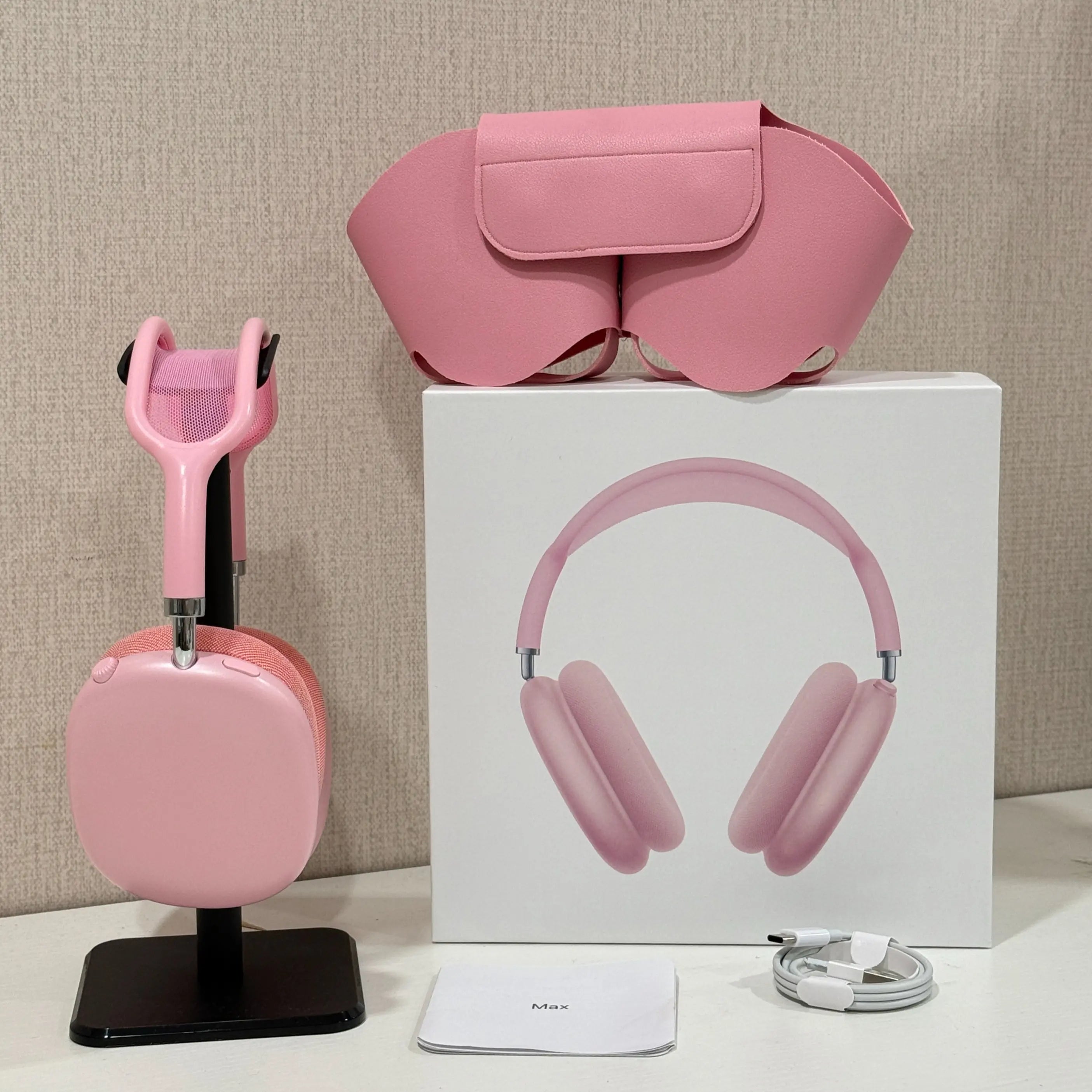 Premium MAXPRO5 Over-Ear Bluetooth Headphones with Magnetic Detachable Ear Cups, Luxurious Comfort Fit, Hi-Fi Audio Quality, Noise Isolation, Complete Kit with Protective Leather Case and Type-C Charging Cable, Stylish Headset for Travel and Vlogging
