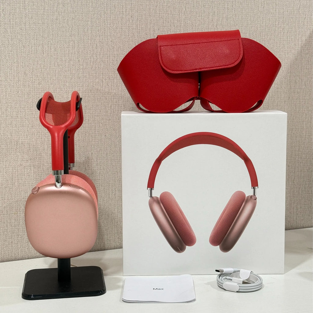 Premium MAXPRO5 Over-Ear Bluetooth Headphones with Magnetic Detachable Ear Cups, Luxurious Comfort Fit, Hi-Fi Audio Quality, Noise Isolation, Complete Kit with Protective Leather Case and Type-C Charging Cable, Stylish Headset for Travel and Vlogging