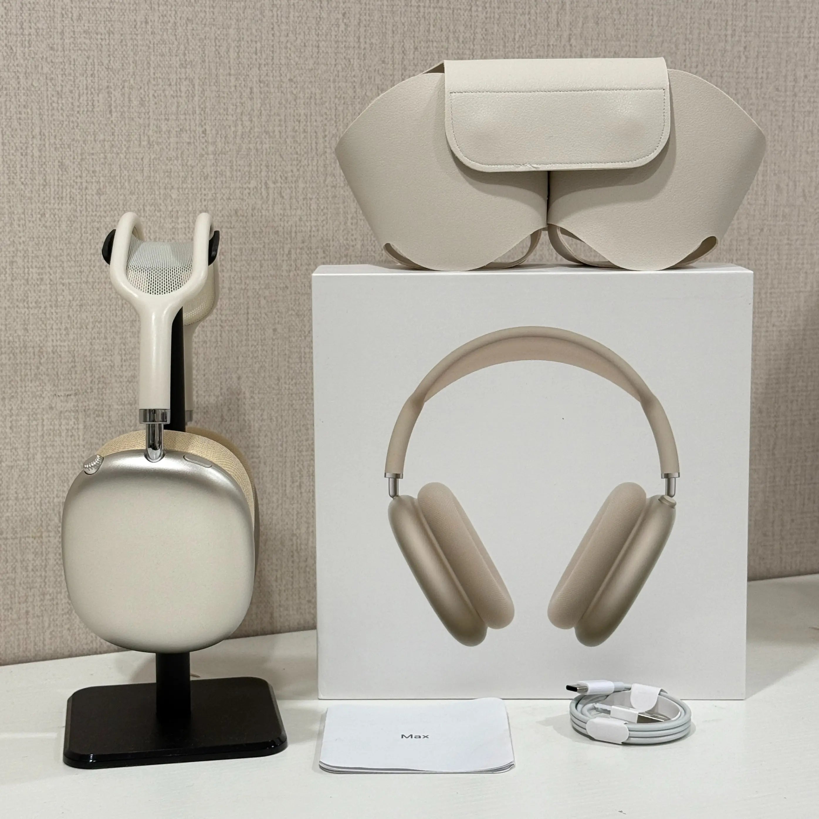 Premium MAXPRO5 Over-Ear Bluetooth Headphones with Magnetic Detachable Ear Cups, Luxurious Comfort Fit, Hi-Fi Audio Quality, Noise Isolation, Complete Kit with Protective Leather Case and Type-C Charging Cable, Stylish Headset for Travel and Vlogging