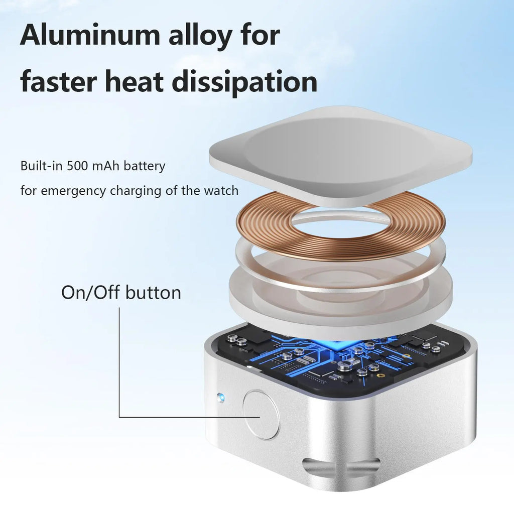 Wireless Charging Power Bank for Apple Watch - Compact Portable Design with 2.5W Quick Charge and Travel-Friendly Features