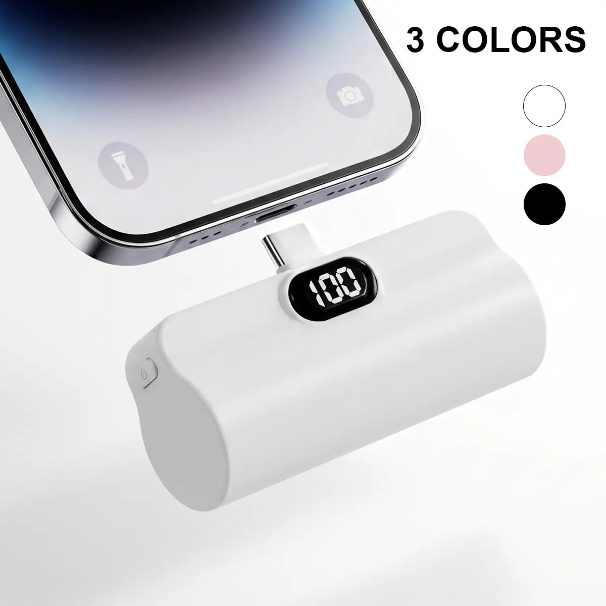 5000mAh Mini Capsule Universal Power Bank - 10W Fast Charging USB-C Portable Charger, Ultra Compact and Lightweight External Battery Pack with Cable Compatibility for iPhone and Android Smartphones
