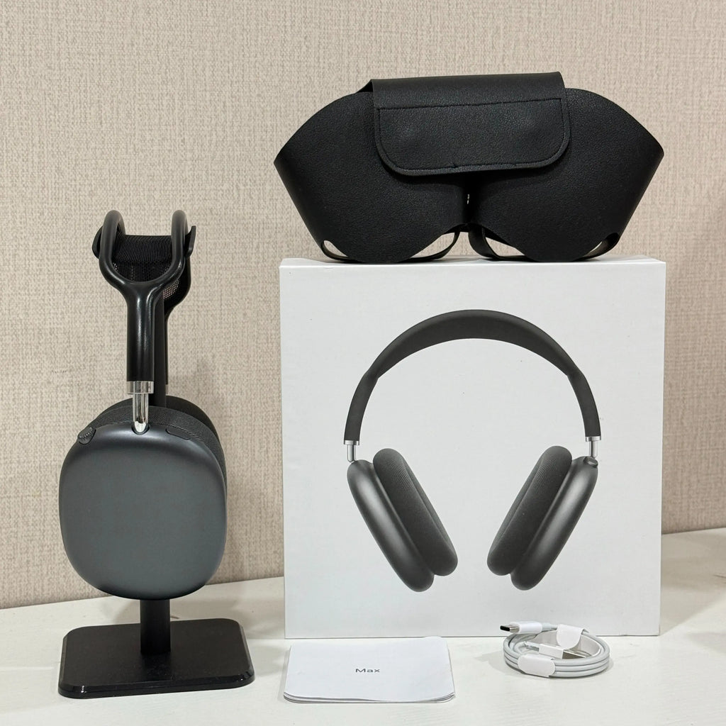 Premium MAXPRO5 Over-Ear Bluetooth Headphones with Magnetic Detachable Ear Cups, Luxurious Comfort Fit, Hi-Fi Audio Quality, Noise Isolation, Complete Kit with Protective Leather Case and Type-C Charging Cable, Stylish Headset for Travel and Vlogging