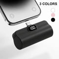 5000mAh Mini Capsule Universal Power Bank - 10W Fast Charging USB-C Portable Charger, Ultra Compact and Lightweight External Battery Pack with Cable Compatibility for iPhone and Android Smartphones