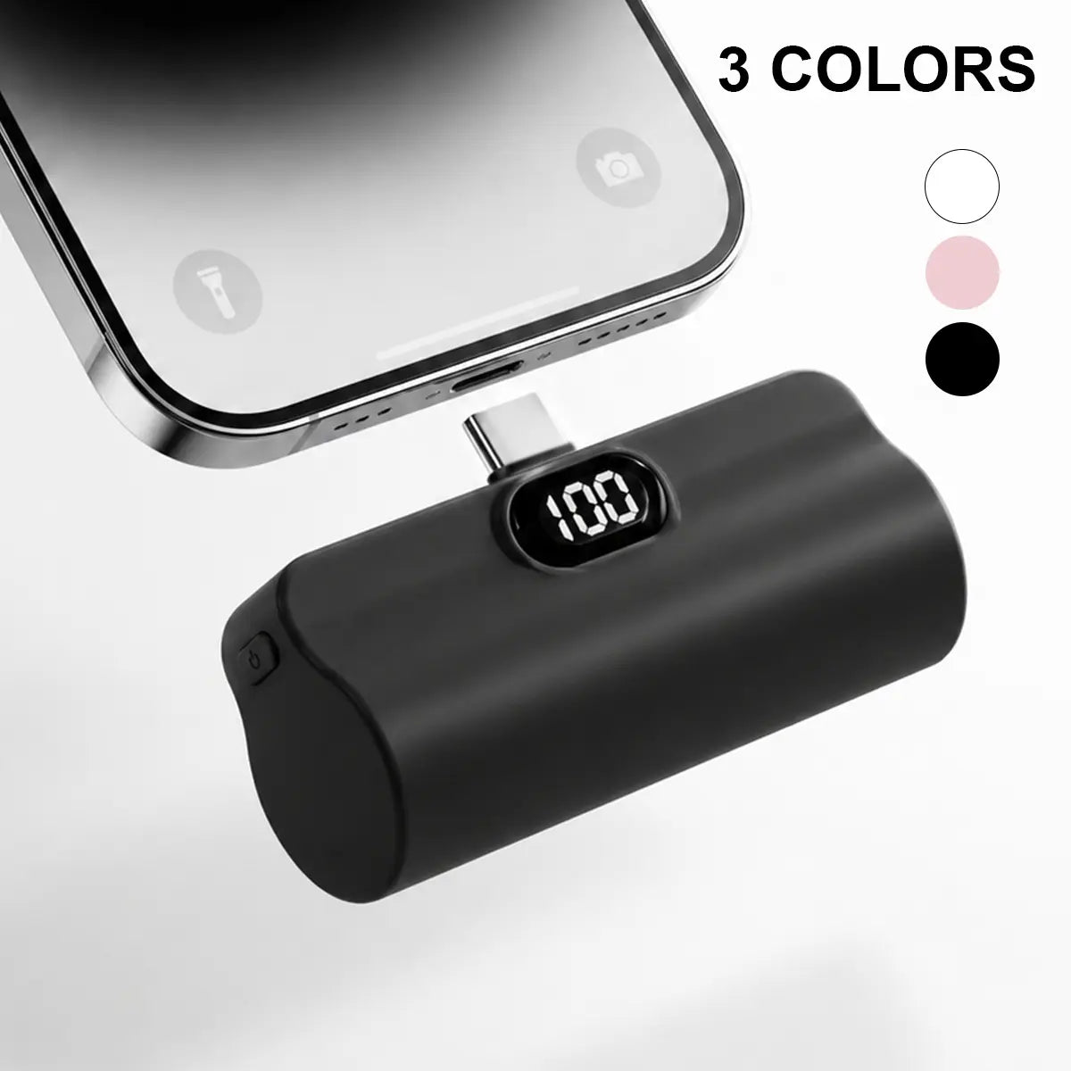 5000mAh Mini Capsule Universal Power Bank - 10W Fast Charging USB-C Portable Charger, Ultra Compact and Lightweight External Battery Pack with Cable Compatibility for iPhone and Android Smartphones