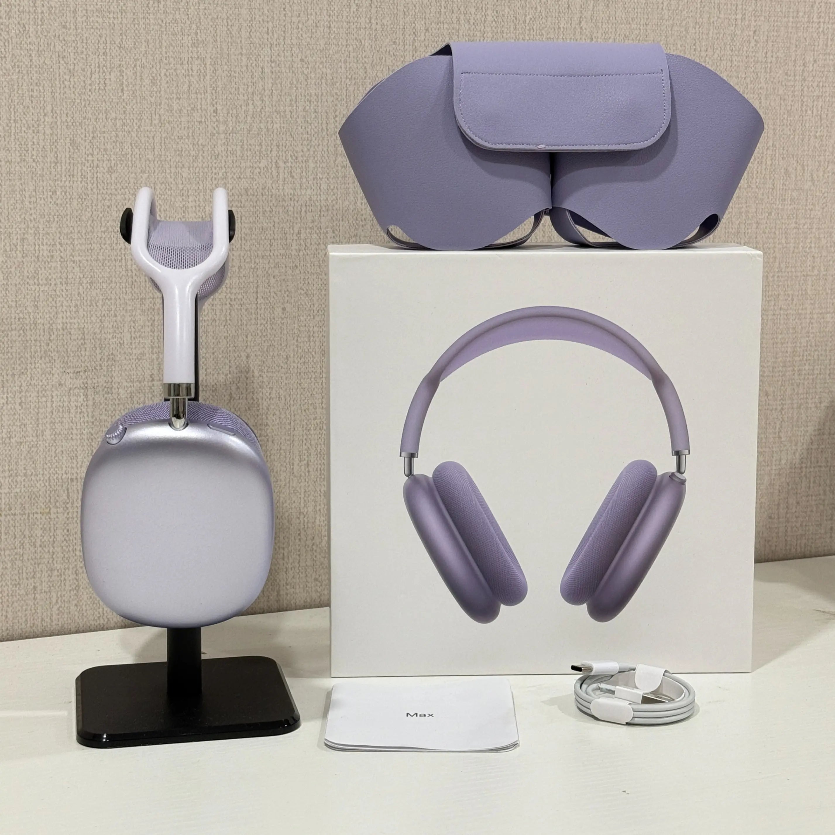 Premium MAXPRO5 Over-Ear Bluetooth Headphones with Magnetic Detachable Ear Cups, Luxurious Comfort Fit, Hi-Fi Audio Quality, Noise Isolation, Complete Kit with Protective Leather Case and Type-C Charging Cable, Stylish Headset for Travel and Vlogging