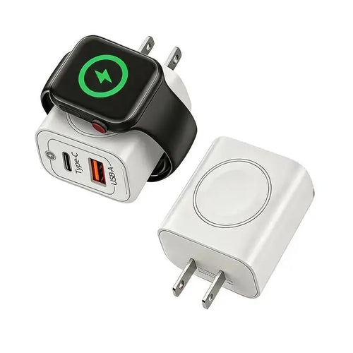 3-in-1 Magnetic Wireless Cordless PD USB-C Wall Charger - 20W Fast Charging, Compatible with iPhone 15/16/17 Series, Apple Watch Ultra/SE/Series 6-9