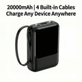 20,000mAh Portable Power Bank with Built-In Cables, LED Digital Display, Dual USB Output, LED Flashlight, and Lanyard for iPhone and Android Devices