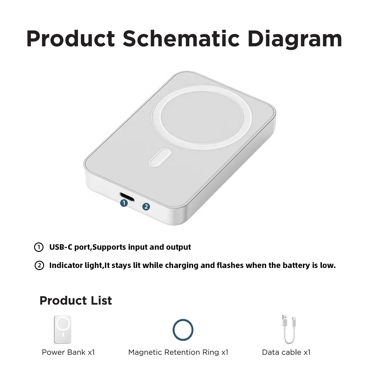 5000mAh Magnetic Wireless Power Bank for iPhone 12-17 Series, Portable Charger Compatible with MagSafe Cases, Ideal for Back to School
