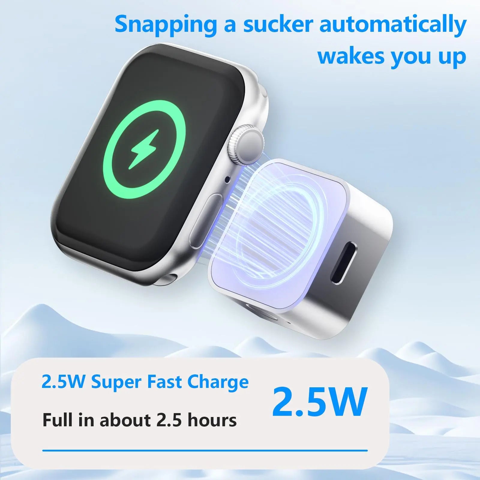 Wireless Charging Power Bank for Apple Watch - Compact Portable Design with 2.5W Quick Charge and Travel-Friendly Features