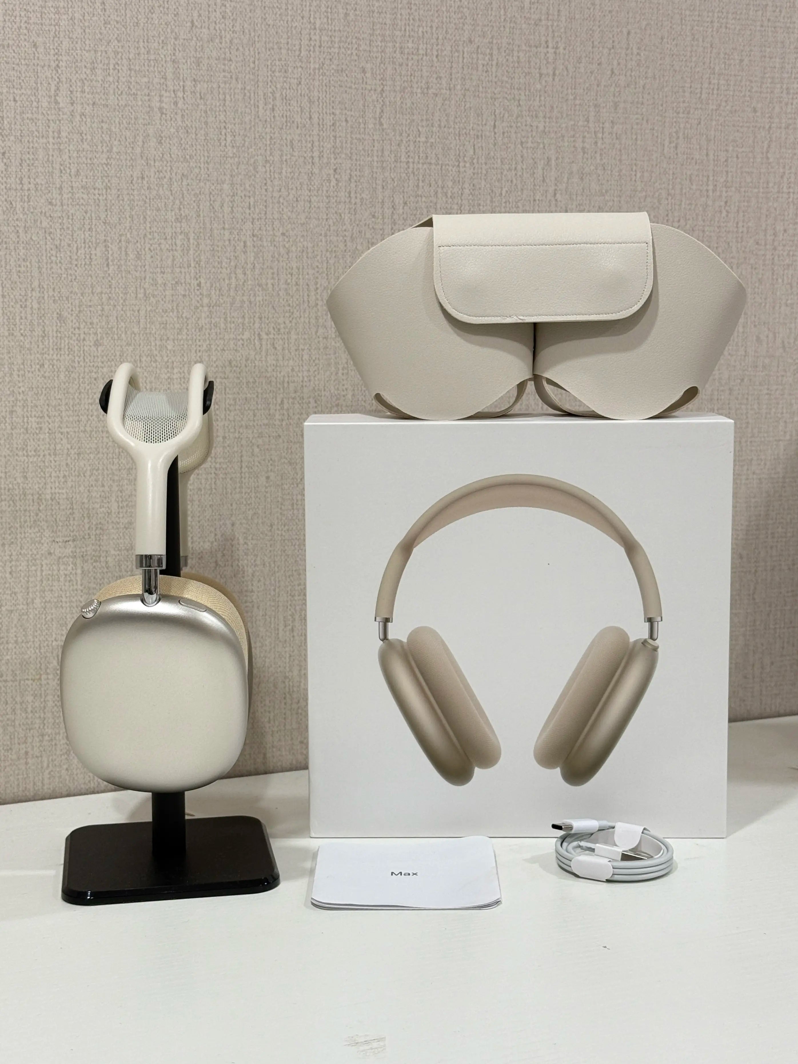 Premium MAXPRO5 Over-Ear Bluetooth Headphones with Magnetic Detachable Ear Cups, Luxurious Comfort Fit, Hi-Fi Audio Quality, Noise Isolation, Complete Kit with Protective Leather Case and Type-C Charging Cable, Stylish Headset for Travel and Vlogging